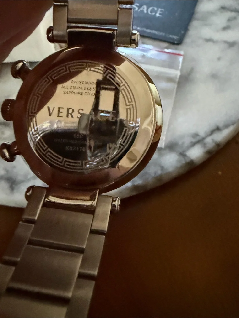Versace Men’s Chronograph engraved band Watch sapphire and diamond